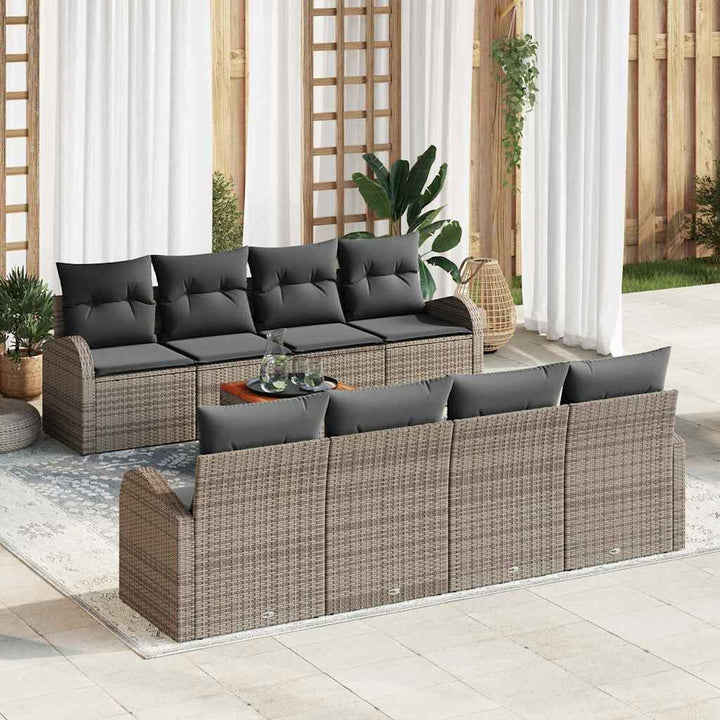 Havesofa Sæt med opbevaring 9 pcs Grå polyrattan