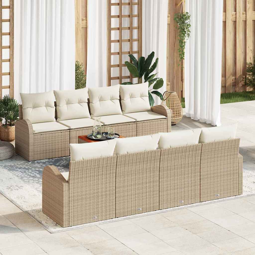 Havesofa Sæt 9 stk. Beige og creme polyrattan