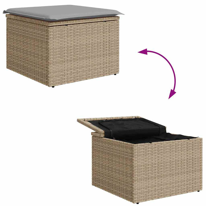 Havesofa Sæt med opbevaring 6 pcs Beige og lys grå polyrattan