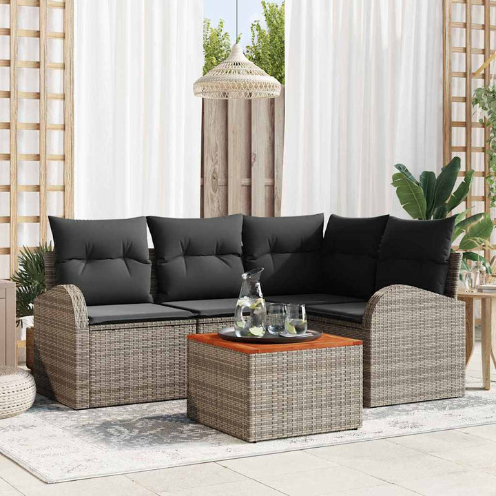 Havesofa Sæt 5 stk. Grå polyrattan
