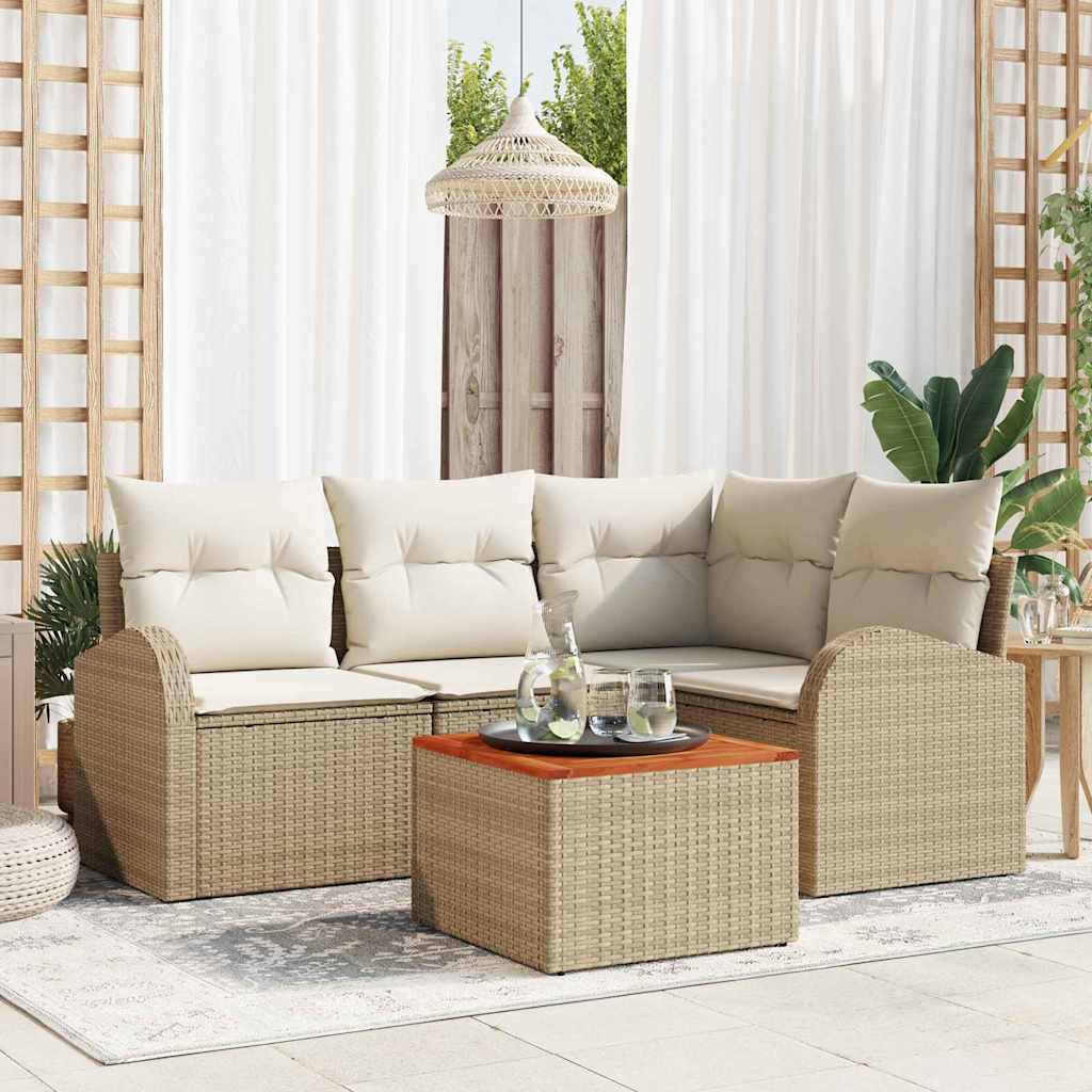 Havesofa Sæt 5 stk. Beige og creme polyrattan