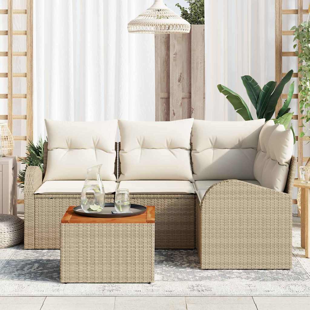 Havesofa Sæt 5 stk. Beige og creme polyrattan