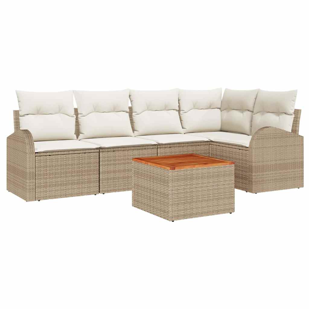 Havesofa Sæt med opbevaring 6 pcs Beige og creme polyrattan