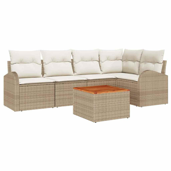 Havesofa Sæt med opbevaring 6 pcs Beige og creme polyrattan