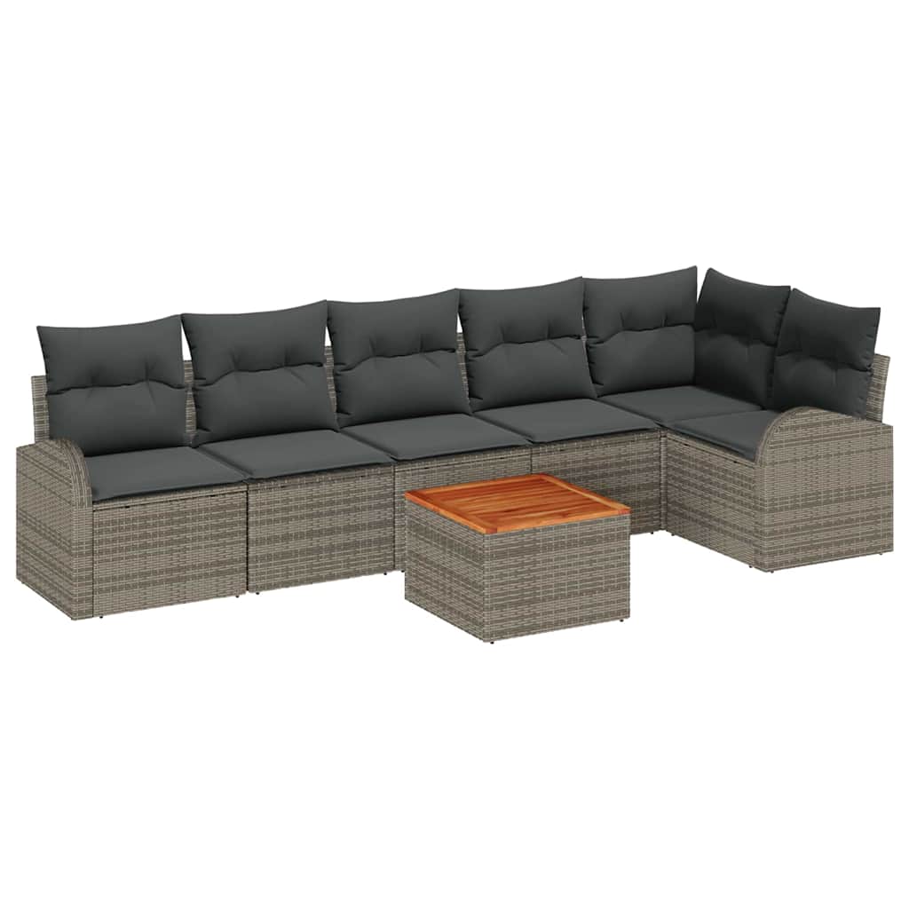 Havesofa Sæt med opbevaring 7 pcs Grå polyrattan