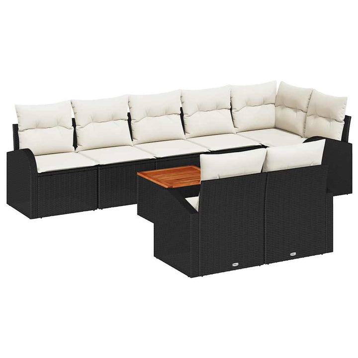 Havesofa Sæt med opbevaring 9 pcs Sort og Cream polyrattan