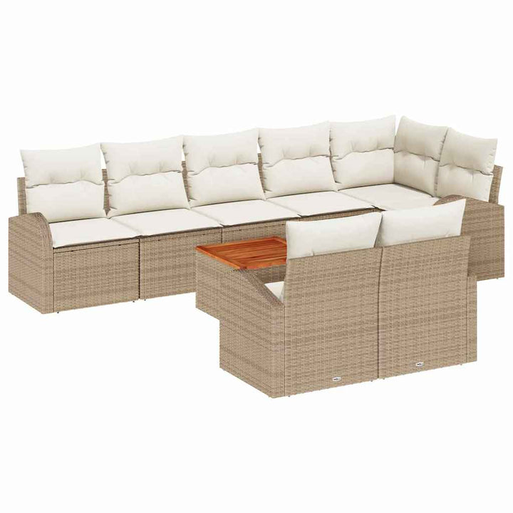 Havesofa Sæt med opbevaring 9 pcs Beige og creme polyrattan