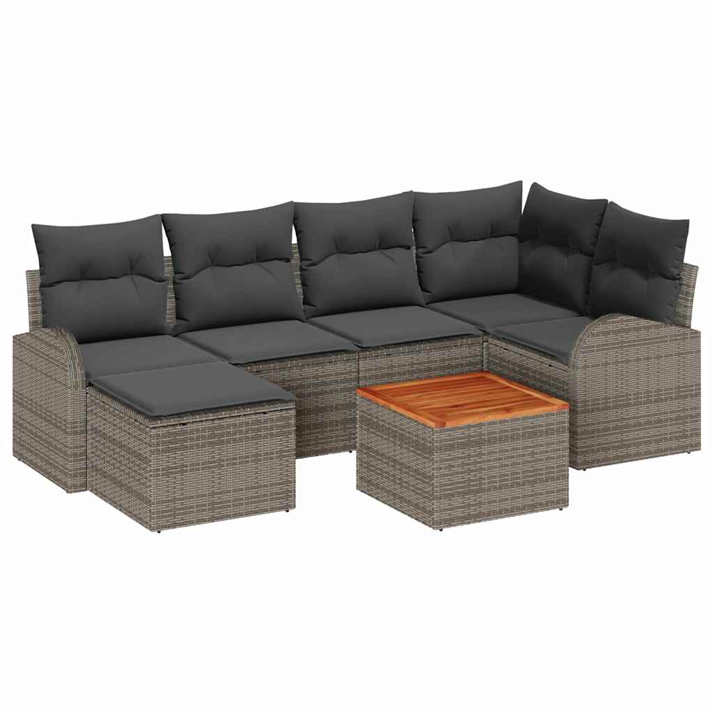 Havesofa Sæt med opbevaring 7 pcs Grå polyrattan