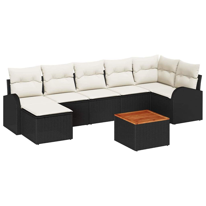 Havesofa Sæt med opbevaring 8 pcs Sort og Cream polyrattan