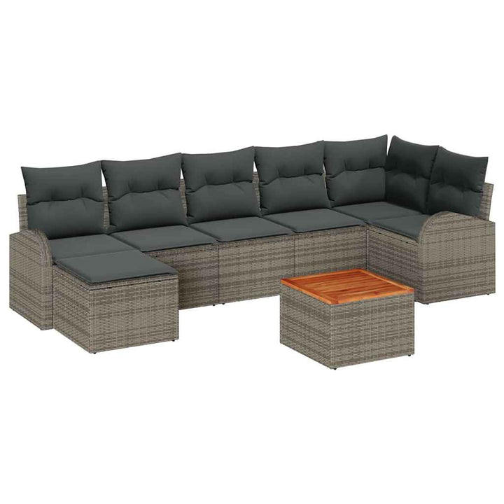 Havesofa Sæt med opbevaring 8 pcs Grå polyrattan