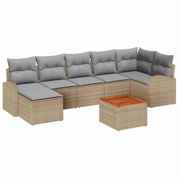 Havesofa Sæt 8 stk. Beige og lys grå polyrattan