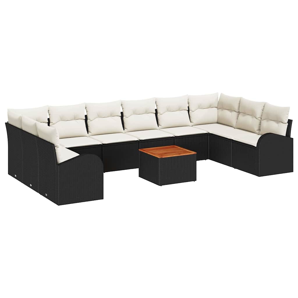 Havesofa Sæt 11 stk. Sort og Cream polyrattan
