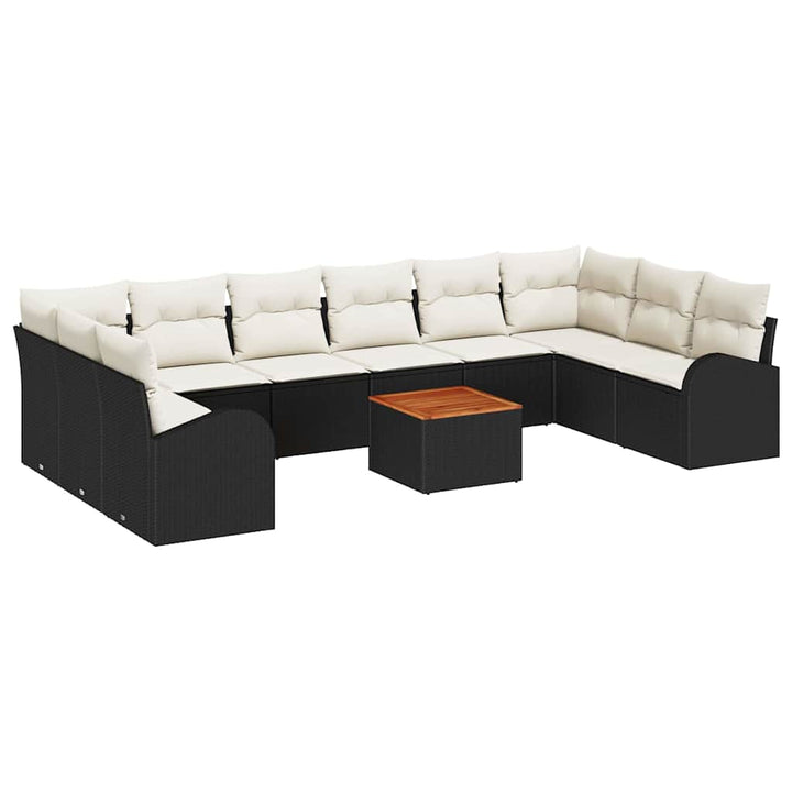 Havesofa Sæt 11 stk. Sort og Cream polyrattan