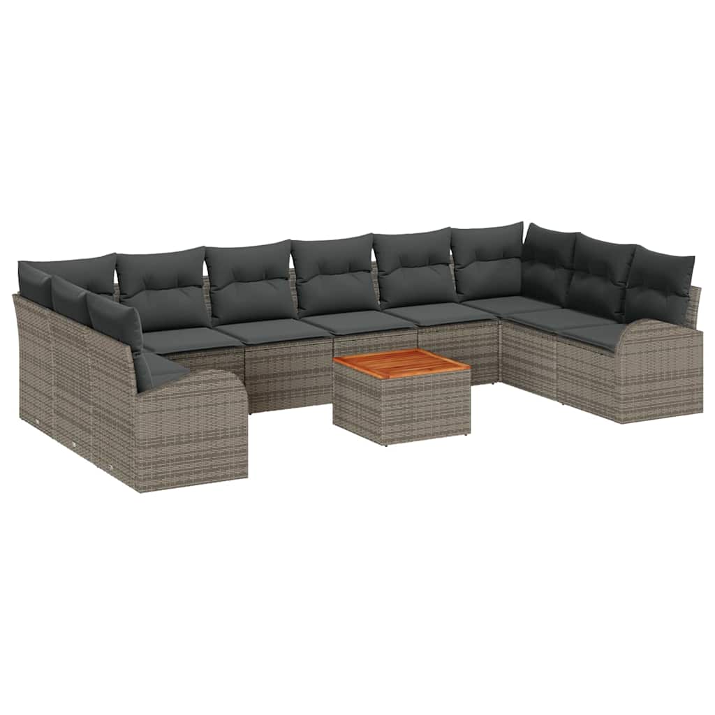 Havesofa Sæt med opbevaring 11 pcs Grå polyrattan