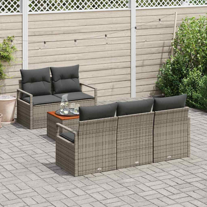 Havesofa Sæt med opbevaring 6 pcs Grå polyrattan
