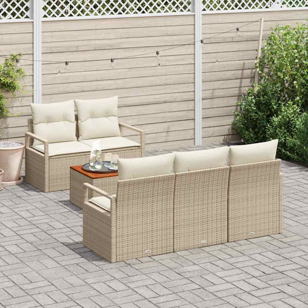 Havesofa Sæt 6 stk. Beige og creme polyrattan