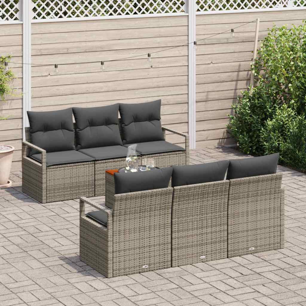 Havesofa Sæt med opbevaring 7 pcs Grå polyrattan