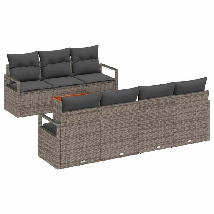 Havesofa Sæt med opbevaring 7 pcs Grå polyrattan
