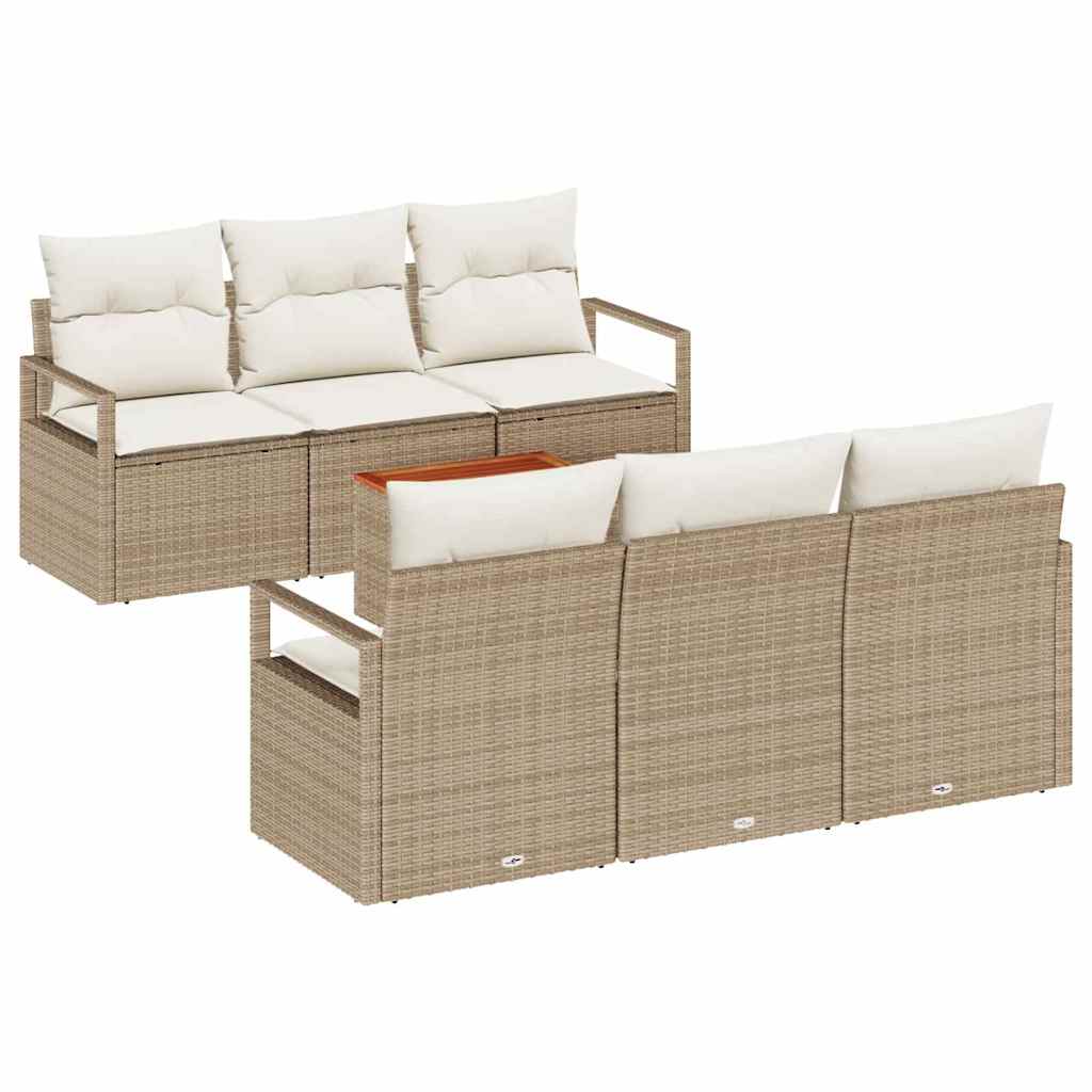 Havesofa Sæt 7 stk. Beige og creme polyrattan