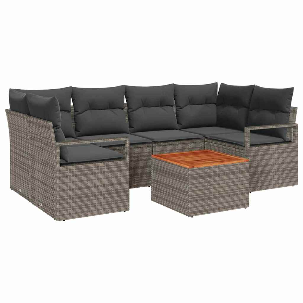 Havesofa Sæt med opbevaring 7 pcs Grå polyrattan