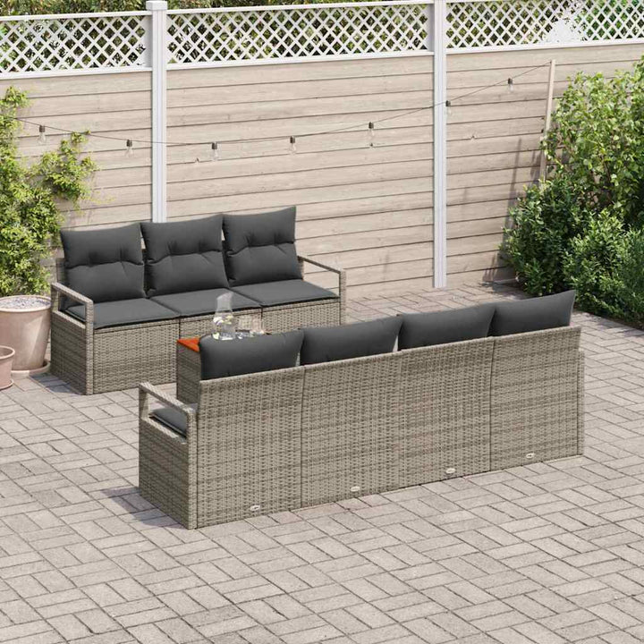 Havesofa Sæt med opbevaring 8 pcs Grå polyrattan