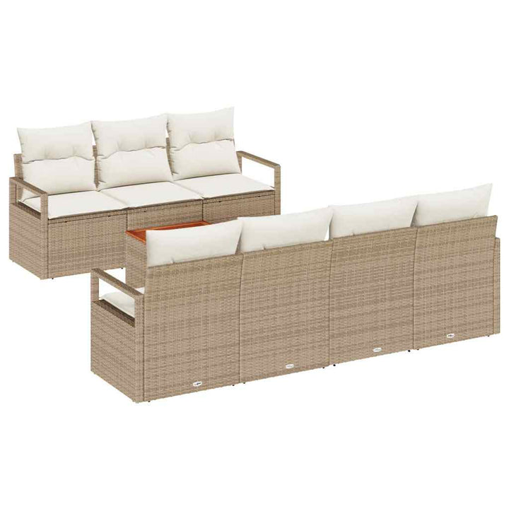 Havesofa Sæt med opbevaring 8 pcs Beige og creme polyrattan