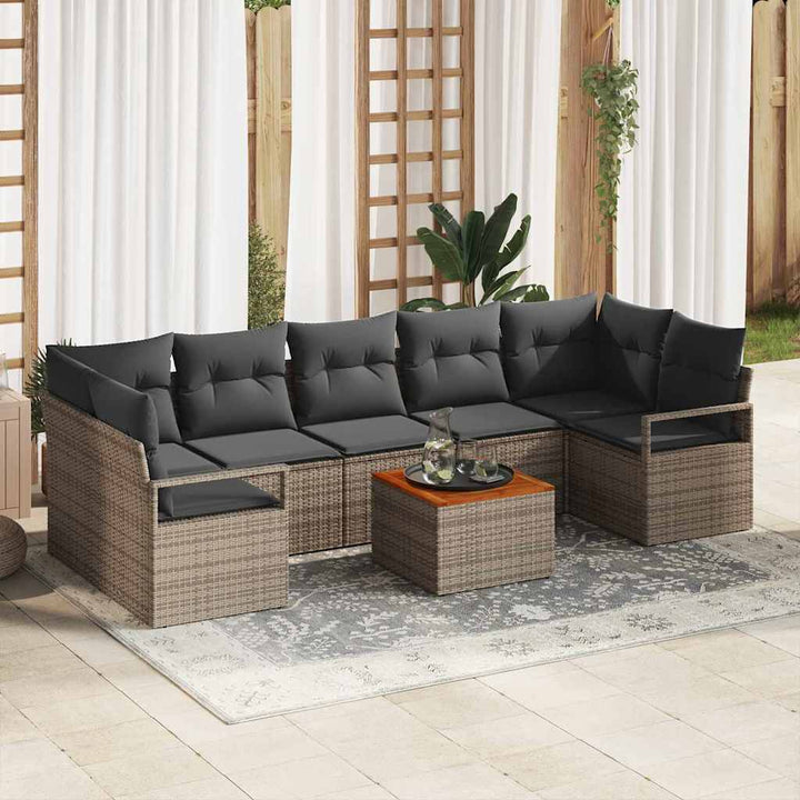 Havesofa Sæt med opbevaring 8 pcs Grå polyrattan