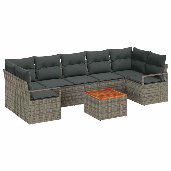 Havesofa Sæt med opbevaring 8 pcs Grå polyrattan