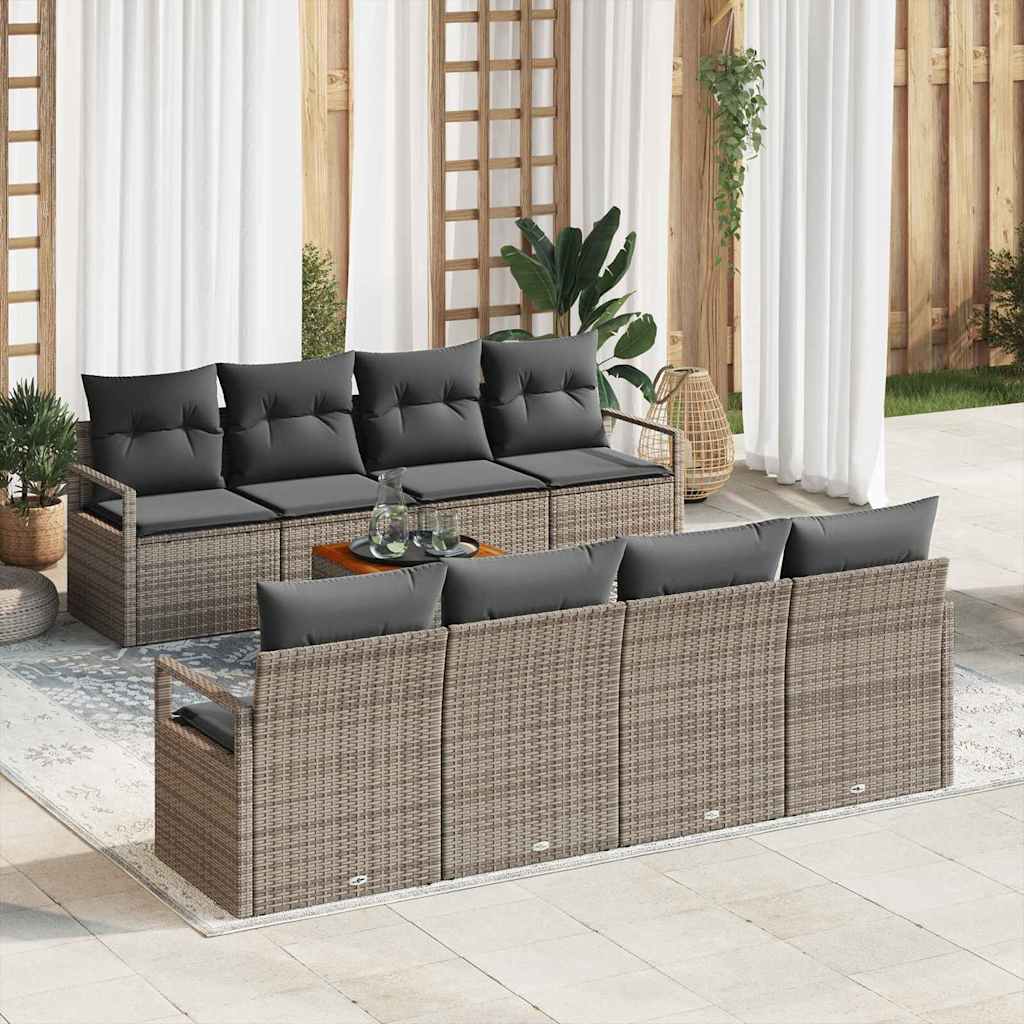 Havesofa Sæt med opbevaring 9 pcs Grå polyrattan