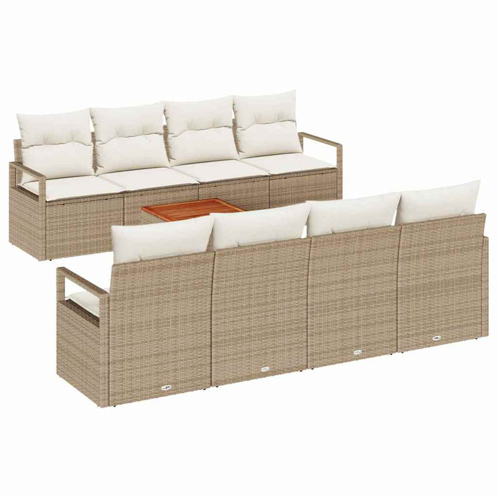 Havesofa Sæt 9 stk. Beige og creme polyrattan