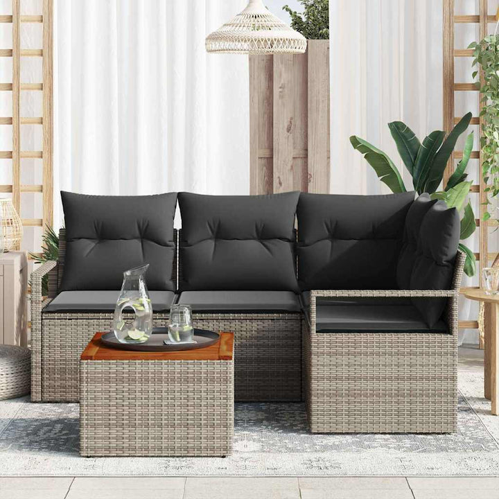 Havesofa Sæt med opbevaring 5 pcs Grå polyrattan