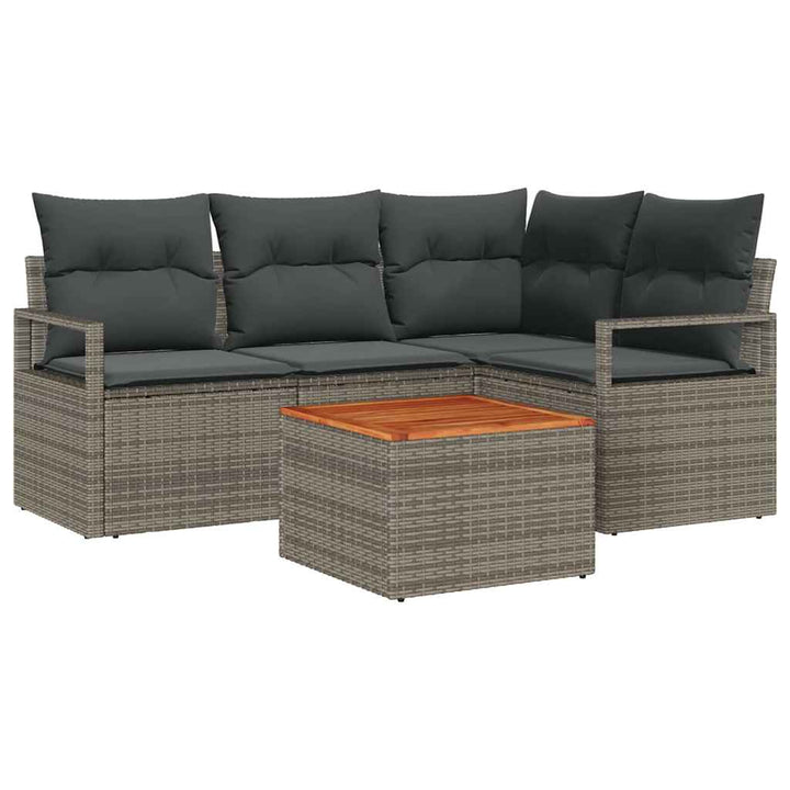 Havesofa Sæt med opbevaring 5 pcs Grå polyrattan