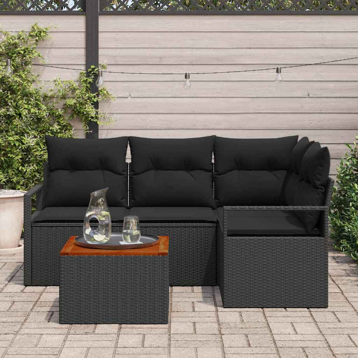 Havesofa Sæt 5 stk. Sort polyrattan