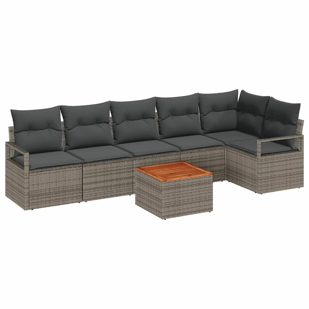 Havesofa Sæt med opbevaring 7 pcs Grå polyrattan