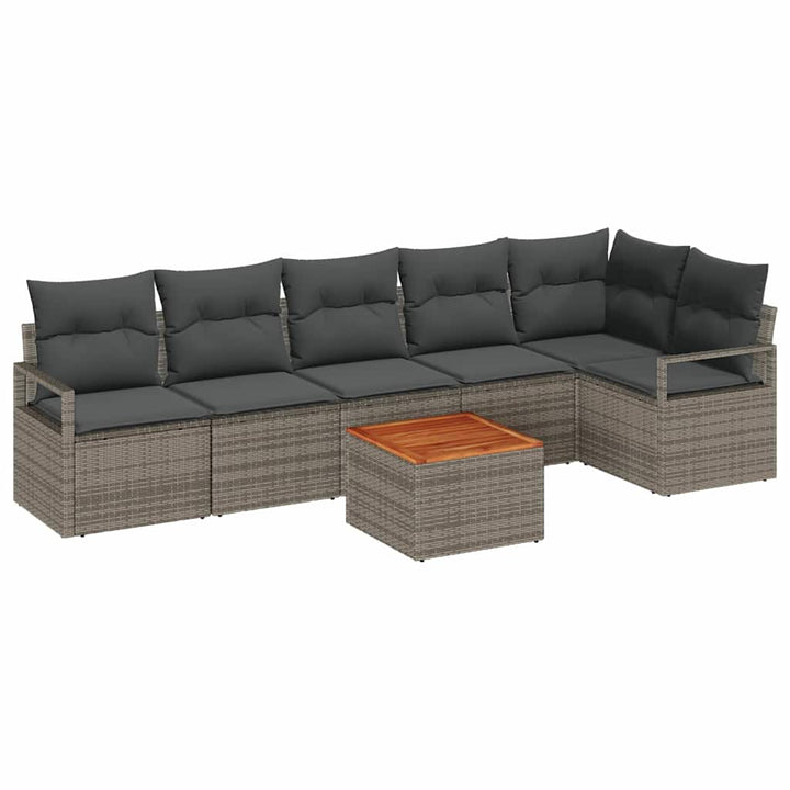 Havesofa Sæt med opbevaring 7 pcs Grå polyrattan