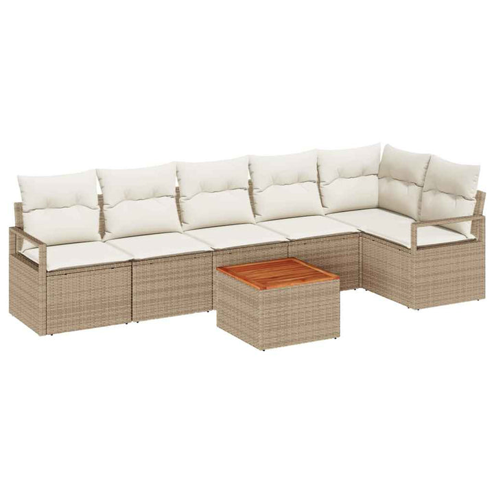 Havesofa Sæt 7 stk. Beige og creme polyrattan