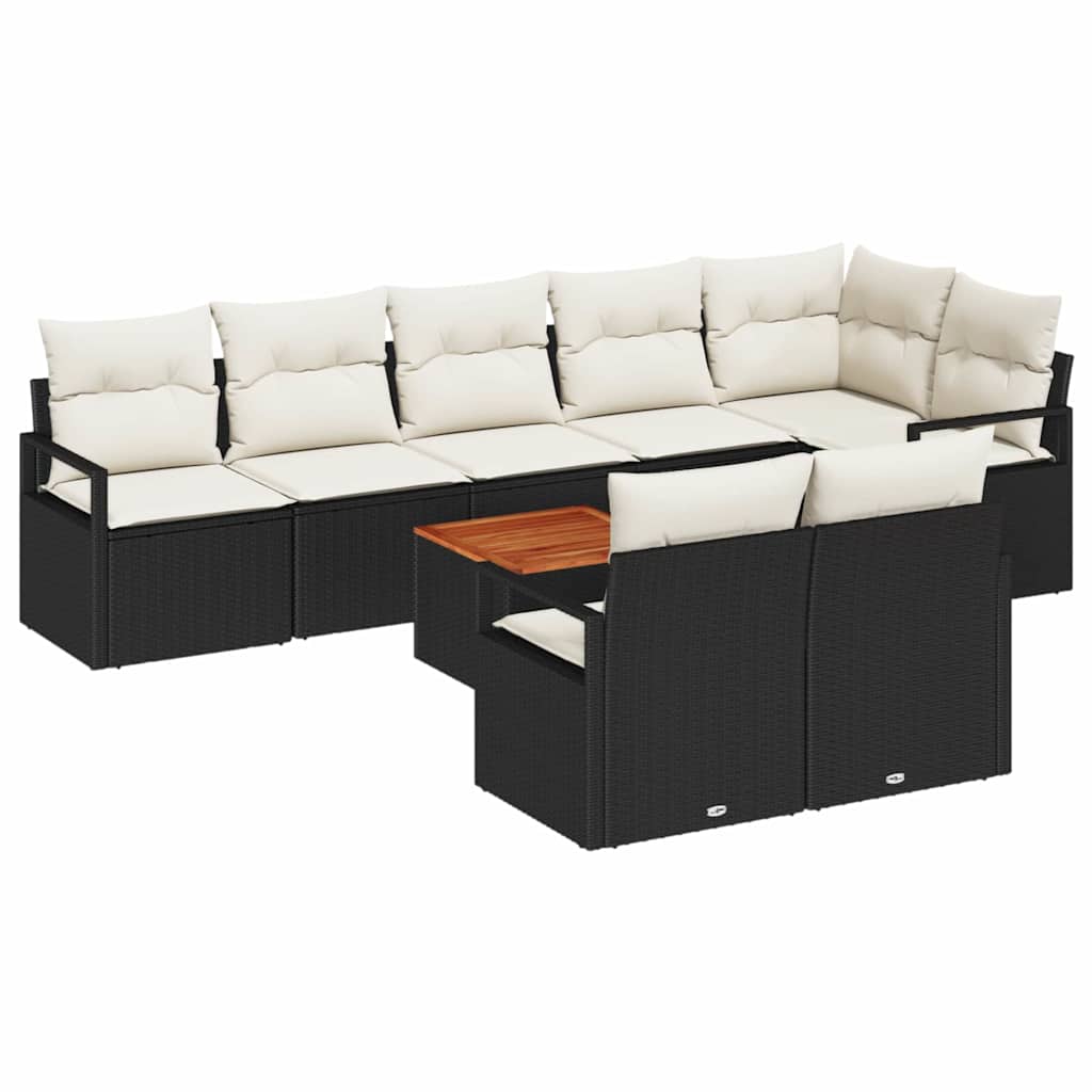 Havesofa Sæt med opbevaring 9 pcs Sort og Cream polyrattan