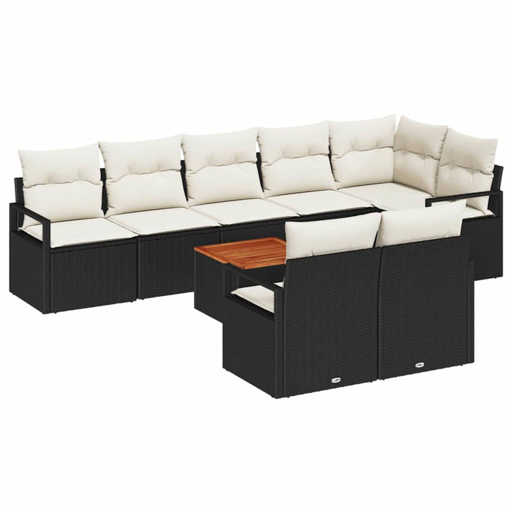 Havesofa Sæt med opbevaring 9 pcs Sort og Cream polyrattan
