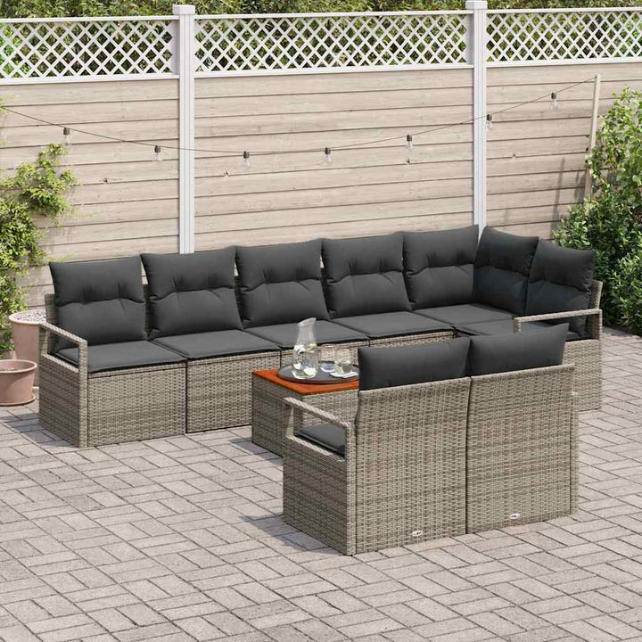 Havesofa Sæt med opbevaring 9 pcs Grå polyrattan
