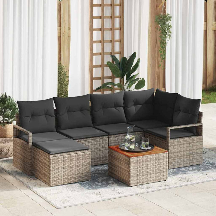 Havesofa Sæt med opbevaring 7 pcs Grå polyrattan