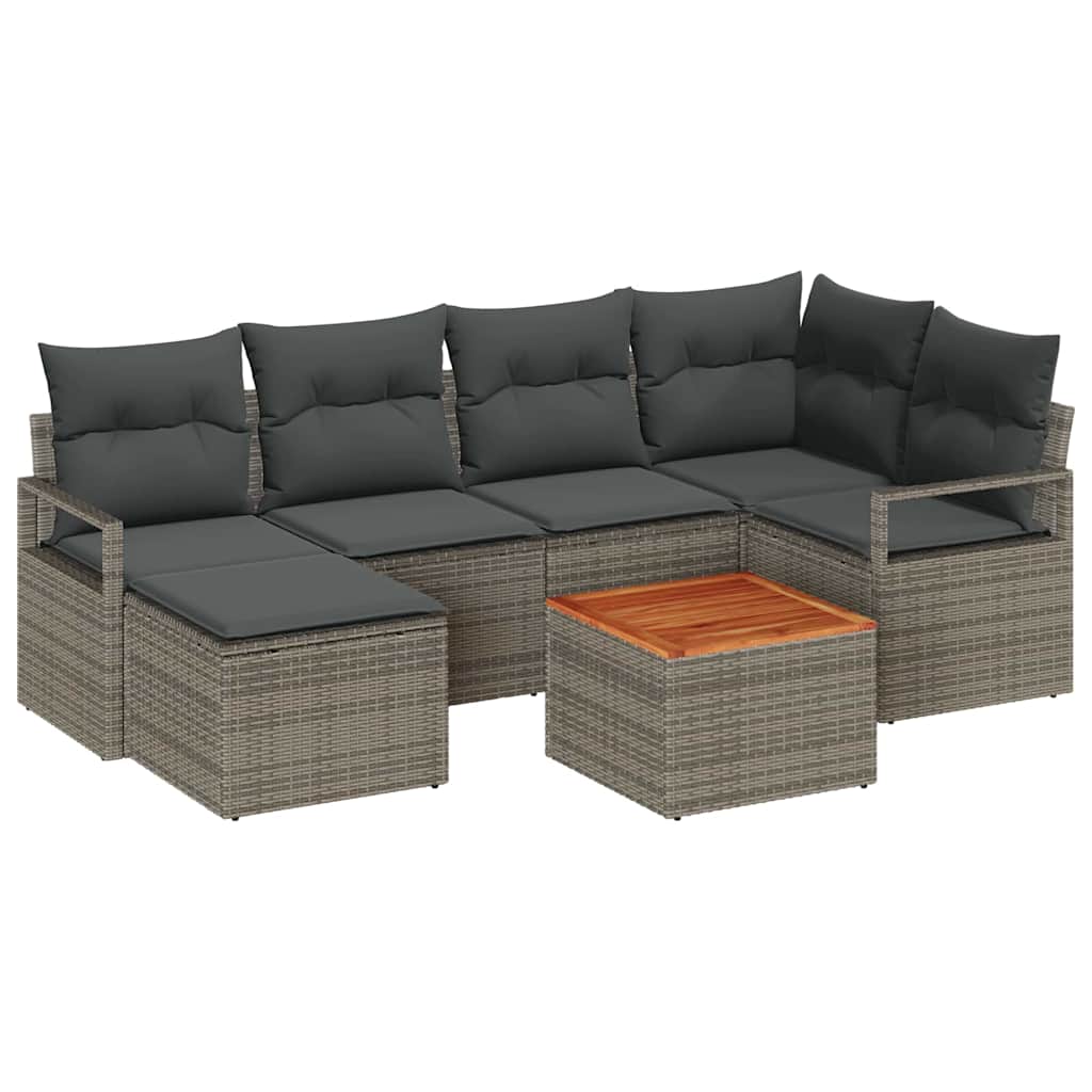 Havesofa Sæt med opbevaring 7 pcs Grå polyrattan