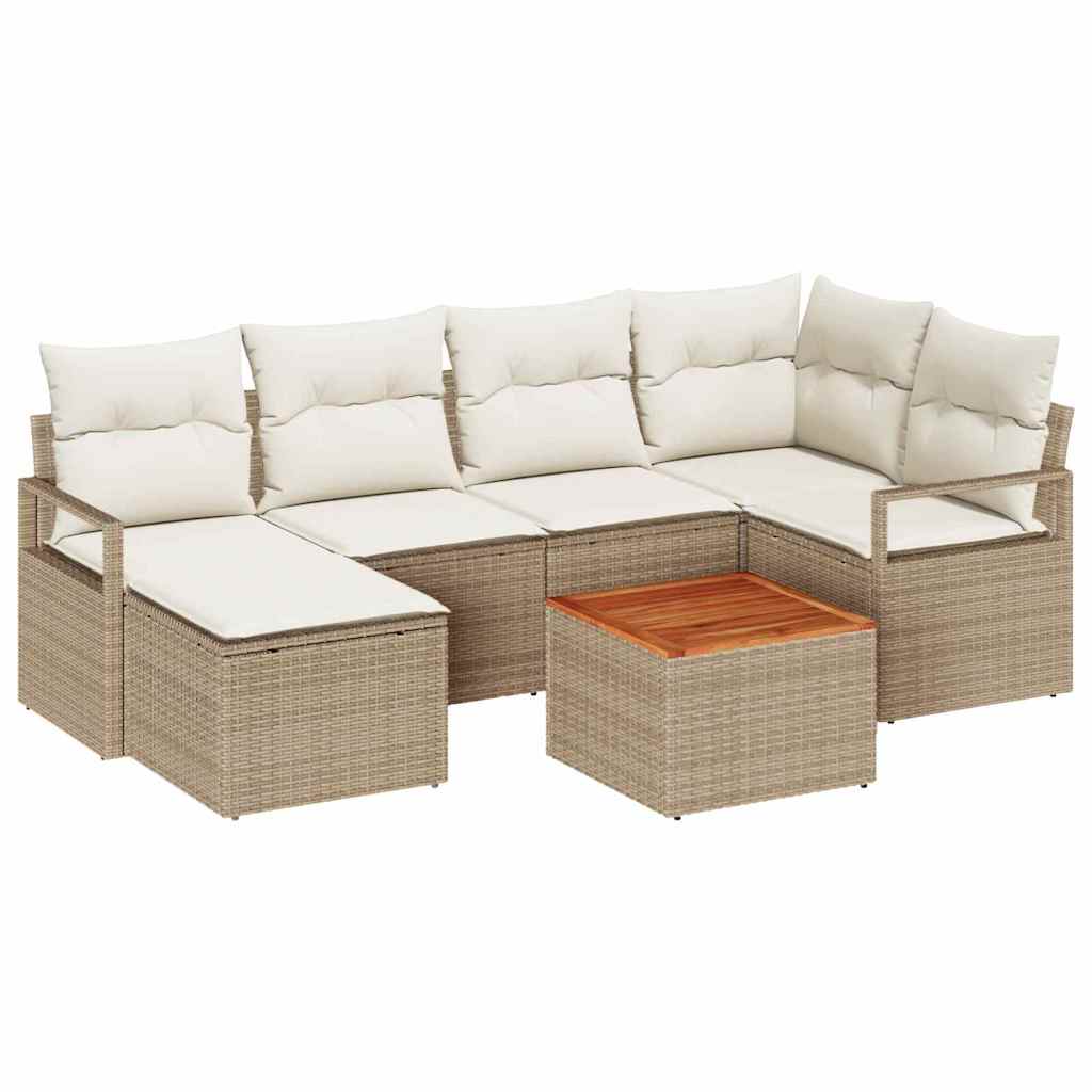 Havesofa Sæt med opbevaring 7 pcs Beige og creme polyrattan
