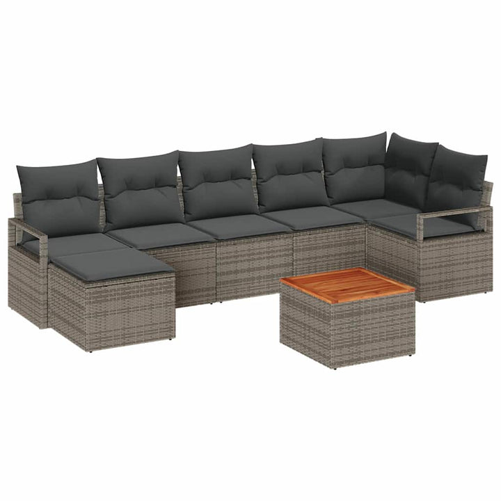 Havesofa Sæt med opbevaring 8 pcs Grå polyrattan