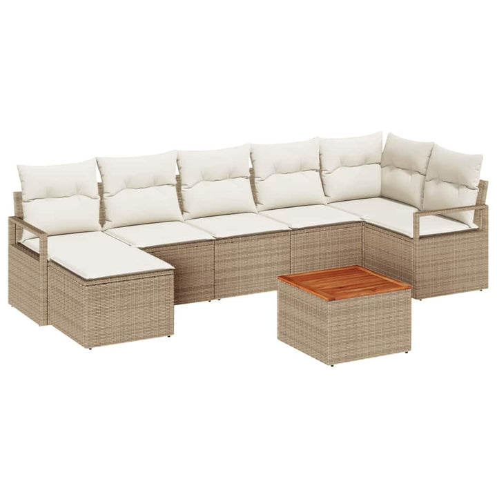 Havesofa Sæt med opbevaring 8 pcs Beige og creme polyrattan