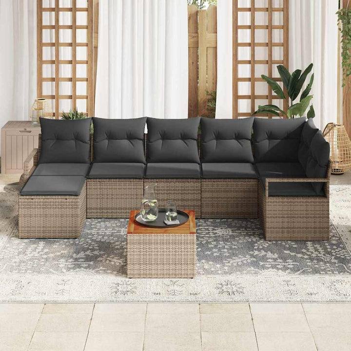 Havesofa Sæt med opbevaring 9 pcs Grå polyrattan