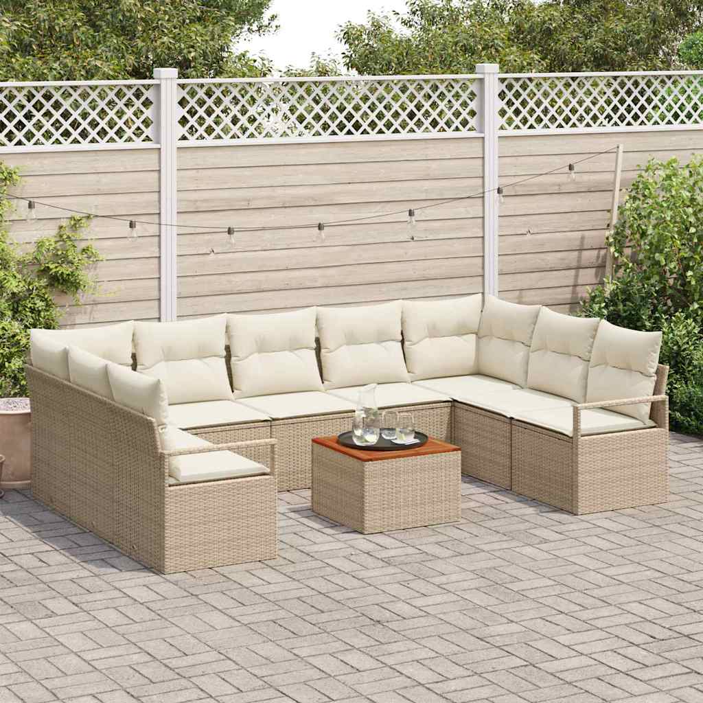 Havesofa Sæt 10 stk. Beige og creme polyrattan