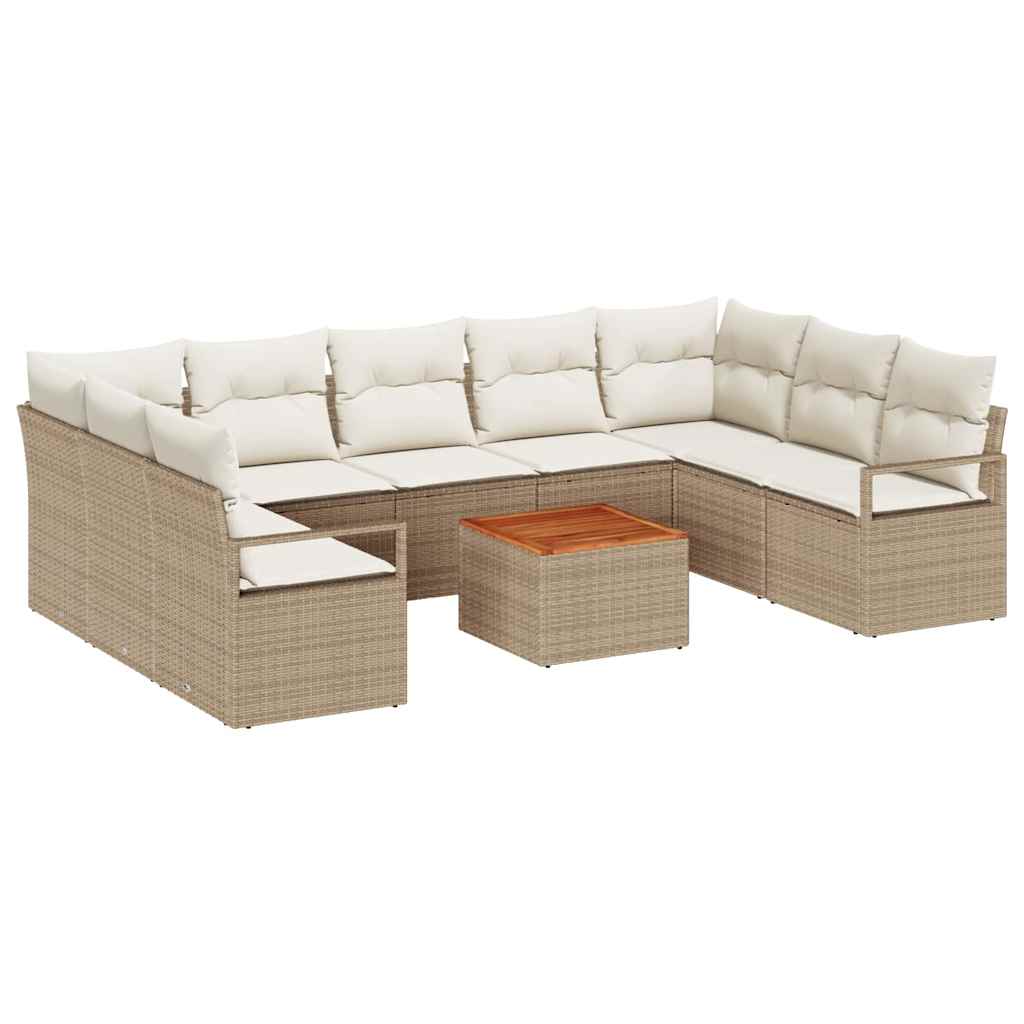 Havesofa Sæt 10 stk. Beige og creme polyrattan