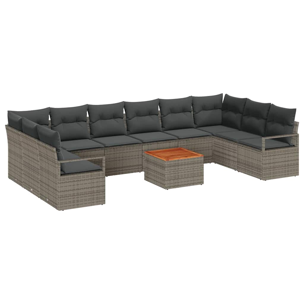 Havesofa Sæt med opbevaring 11 pcs Grå polyrattan