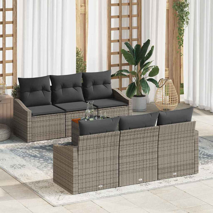 Havesofa Sæt med opbevaring 7 pcs Grå polyrattan
