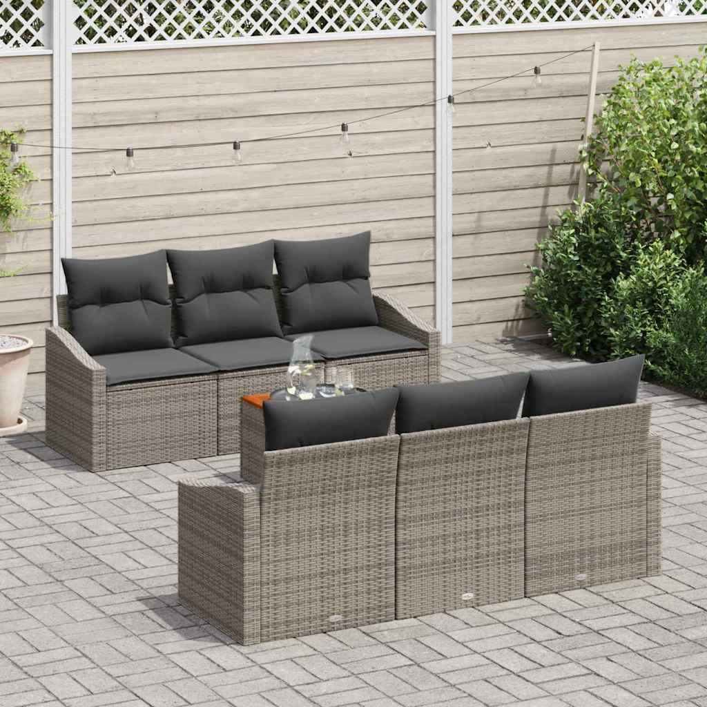 Havesofa Sæt med opbevaring 7 pcs Grå polyrattan